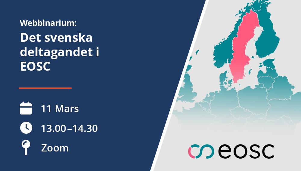 Information om tid och plats för webbinariet tillsammans med Europakarta med Sverige markerat i rött.