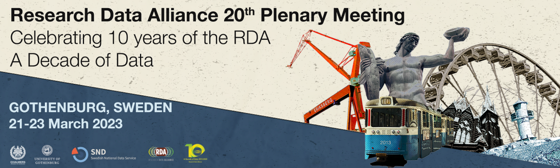 Banner RDA Plenary 20 in Gothenburg 21-23 March 2023.